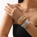 Multi-Layered Open Bracelet | Gold & Silver | Stackable Cuff