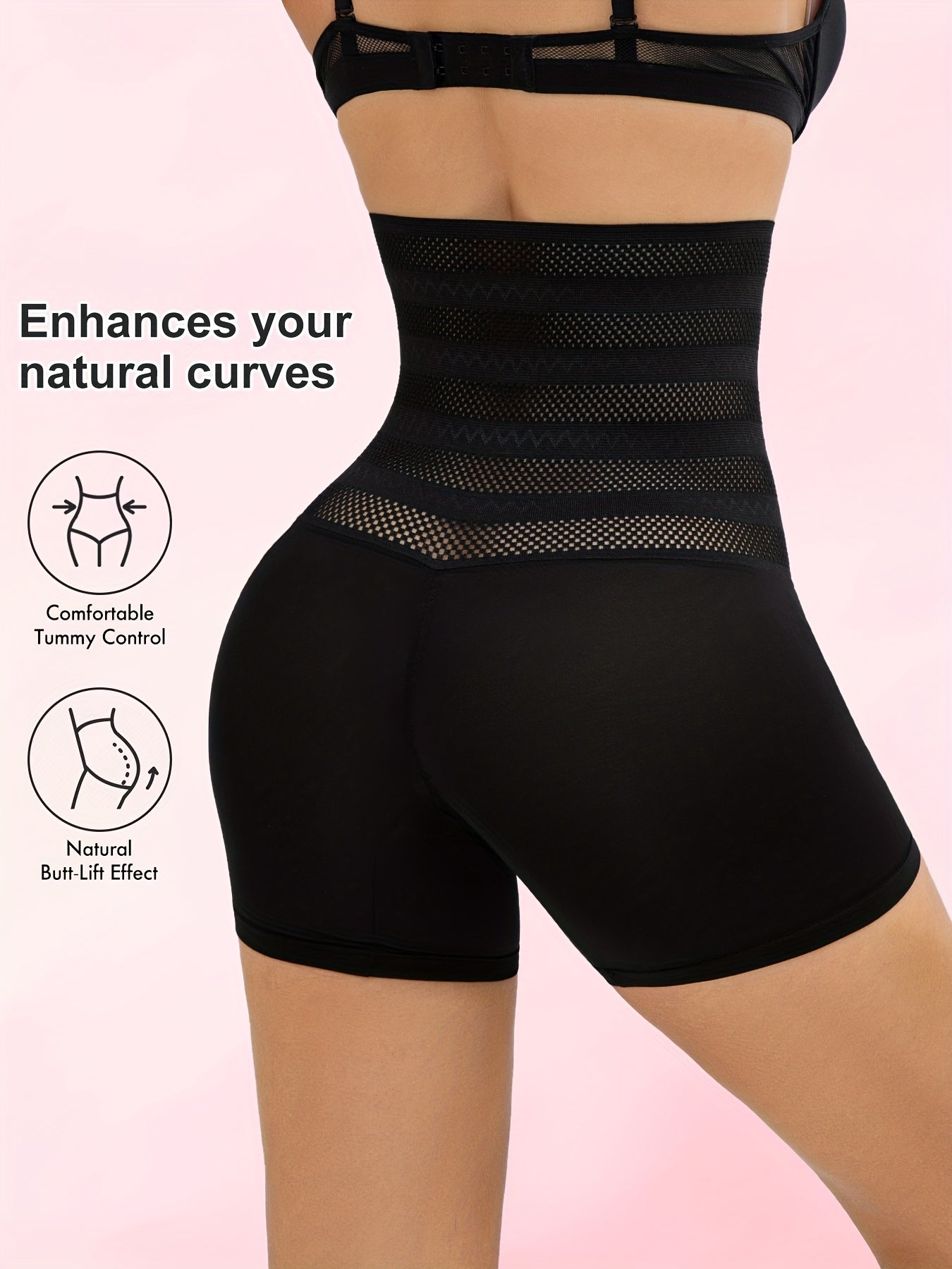 Women's High-Waisted Tummy Control Butt Lift Shaping Shorts - Adjustable Front Zipper/Button Closure, Butt Enhancing Slim-Fit Underwear with Compression Fit, Lift & Posture (Black) - Hand Washable for Jeans & Dresses