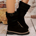 Women's Plus-Size -Like Slingback Boots - British Riding & Western Cowboy Boots with Thick Rubber Sole, Round Toe & Buckle Strap Closure - All-Season Khaki Short Boots (Hand Washable) for Jeans, Dresses & Casual Outfits