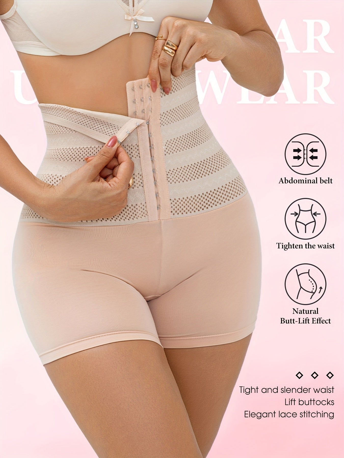 Women's High-Waisted Tummy Control Butt Lift Shaping Shorts - Adjustable Front Zipper/Button Closure, Butt Enhancing Slim-Fit Underwear with Compression Fit, Lift & Posture (Black) - Hand Washable for Jeans & Dresses