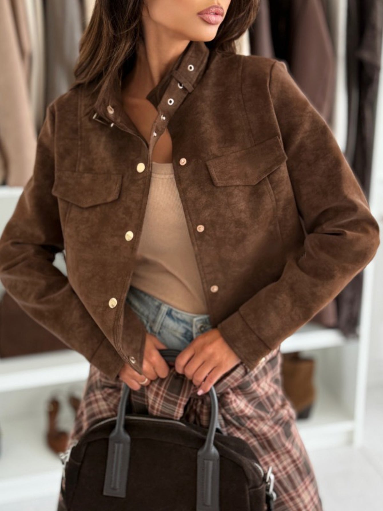 Women'S Winter Warm Deer Light Jacket - Short Coat with Full-Zip Closure, Solid Brown/Black/Beige/Gray/Blue/Red/White/ - Elegant Casual Outerwear for Everyday & Formal Events - Durable Cold-Weather Outer Layer - Versatile Out