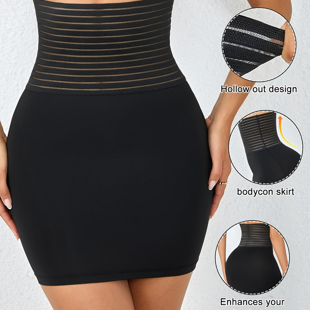 Women's High-Waisted Bodycon Skirt - Tummy Control Butt Lifting Short Skirt with Hollow Out & Fit, Stretchy Short Length for Parties, Night Out, Casual Attire - Spring Summer Fall Skirt for Dresses Layering (Non-)