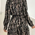 Dark Navy Printed Long Sleeve Mini Dress Elegant & Stylish Dress For Every Occasion