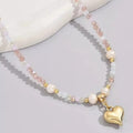 Pearl Bead Heart Necklace | 18K Gold-Plated | Dainty & Romantic