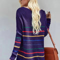 Blue Striped Loose Knit Sweater
