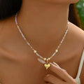 Pearl Bead Heart Necklace | 18K Gold-Plated | Dainty & Romantic