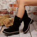 Women's Plus-Size -Like Slingback Boots - British Riding & Western Cowboy Boots with Thick Rubber Sole, Round Toe & Buckle Strap Closure - All-Season Khaki Short Boots (Hand Washable) for Jeans, Dresses & Casual Outfits