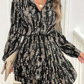 Dark Navy Printed Long Sleeve Mini Dress Elegant & Stylish Dress For Every Occasion