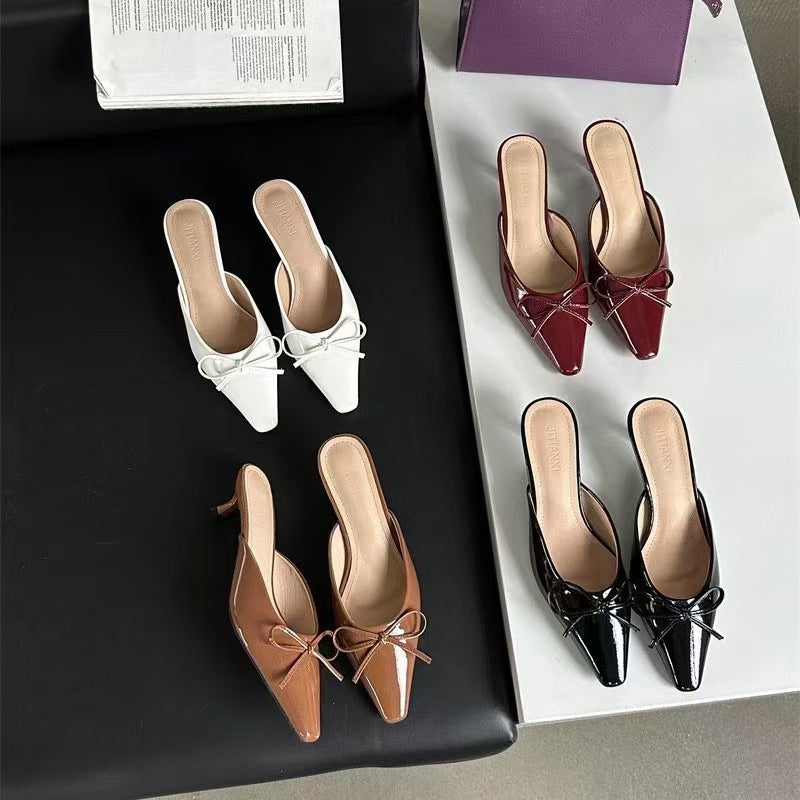 Women's Elegant French Fairy Mary Jane Shoes - Slip-On Low Heel Moccasin-like Round Toe with Bowknot Closure, All-Season Comfortable Rubber Upper & Cushioned Insole, Brown/Black/White/Red/ - Versatile Dress Shoes for Casual &