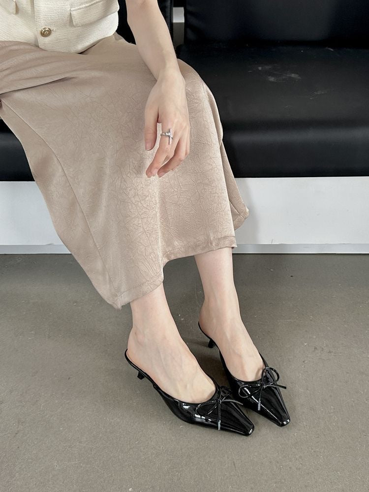 Women's Elegant French Fairy Mary Jane Shoes - Slip-On Low Heel Moccasin-like Round Toe with Bowknot Closure, All-Season Comfortable Rubber Upper & Cushioned Insole, Brown/Black/White/Red/ - Versatile Dress Shoes for Casual &