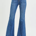RISEN Mid Rise Flare Side Seam Detailing Jeans