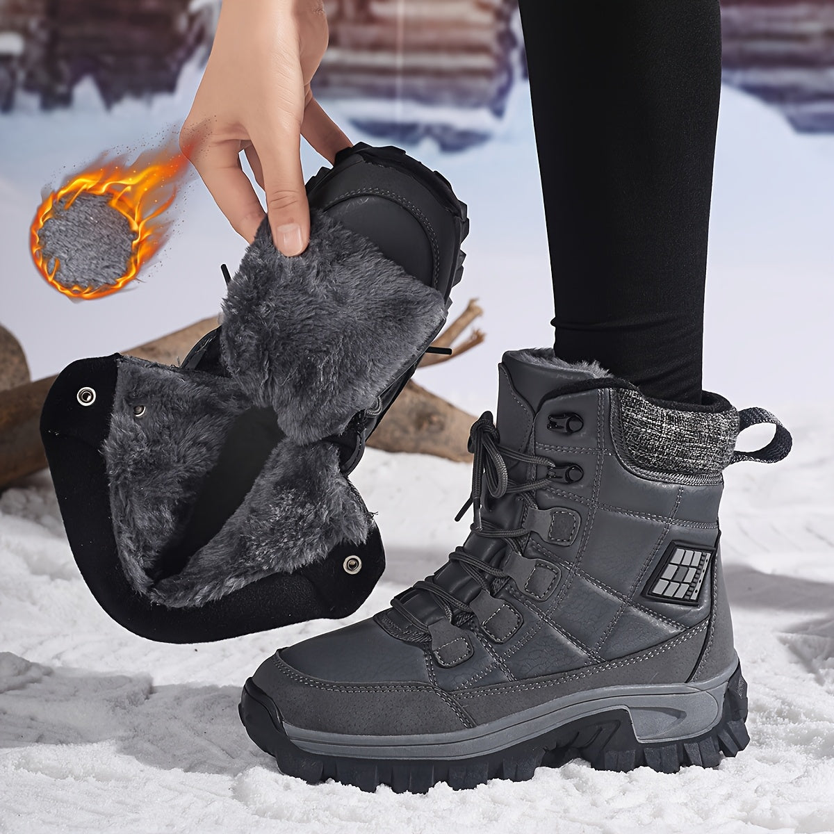 HDOXSE Women's Winter Snow Boots with Thickened Warm Sole & High Quality TPR Outsole - Non-Slip Round Toe Cold-Resistant Boots, Medium Tube for Ice & Snow, Heavy-Duty for all-Day Warmth (for dresses/Skirts)