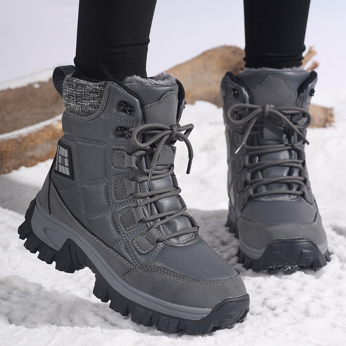 HDOXSE Women's Winter Snow Boots with Thickened Warm Sole & High Quality TPR Outsole - Non-Slip Round Toe Cold-Resistant Boots, Medium Tube for Ice & Snow, Heavy-Duty for all-Day Warmth (for dresses/Skirts)