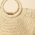 Fame Half Moon Straw Tote Bag