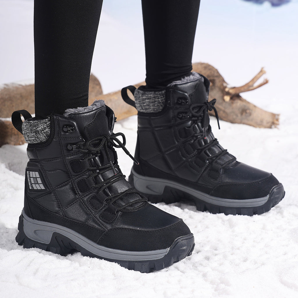 HDOXSE Women's Winter Snow Boots with Thickened Warm Sole & High Quality TPR Outsole - Non-Slip Round Toe Cold-Resistant Boots, Medium Tube for Ice & Snow, Heavy-Duty for all-Day Warmth (for dresses/Skirts)