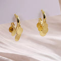 18K Gold-Plated Drop Hoop Earrings with Dangling Disc Charms – Lightweight, Tarnish-Free