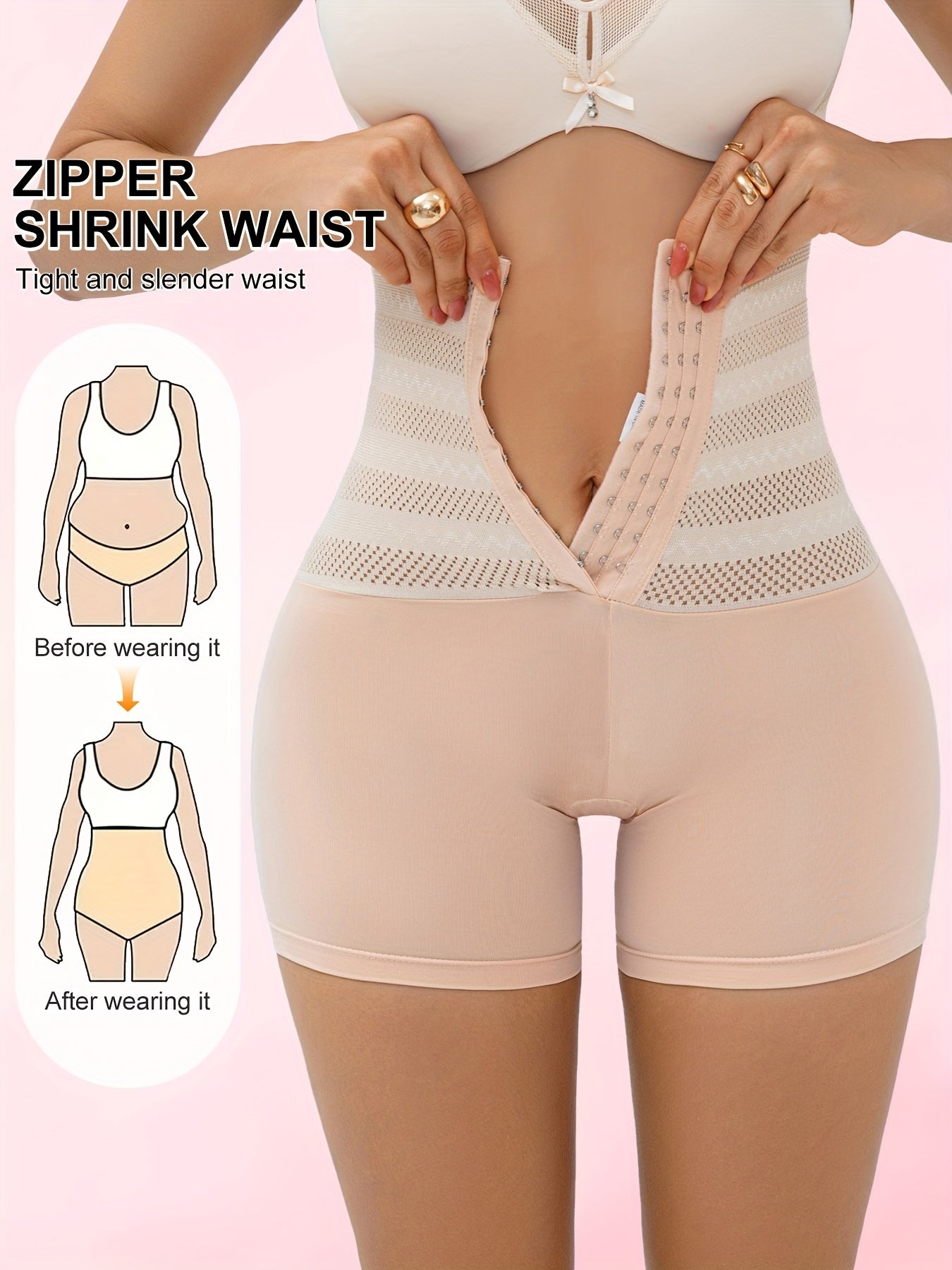 Women's High-Waisted Tummy Control Butt Lift Shaping Shorts - Adjustable Front Zipper/Button Closure, Butt Enhancing Slim-Fit Underwear with Compression Fit, Lift & Posture (Black) - Hand Washable for Jeans & Dresses