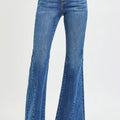 RISEN Mid Rise Flare Side Seam Detailing Jeans