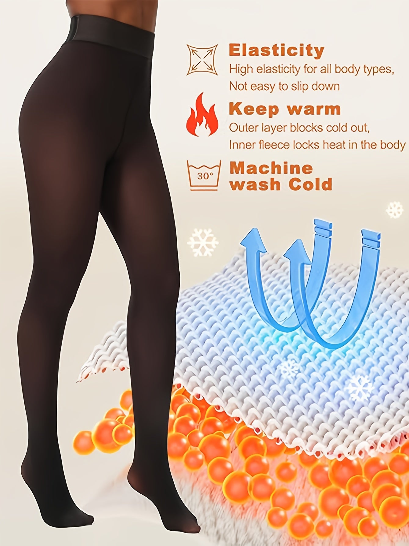Fake Semi-Transparent Warm Pantyhose - Thick Transparent Tights with High-Elasticity Full Coverage Leggings, Solid Color for boots, Short Skirts & Dresses - Machine Washable Winter Wear (Not see-through)