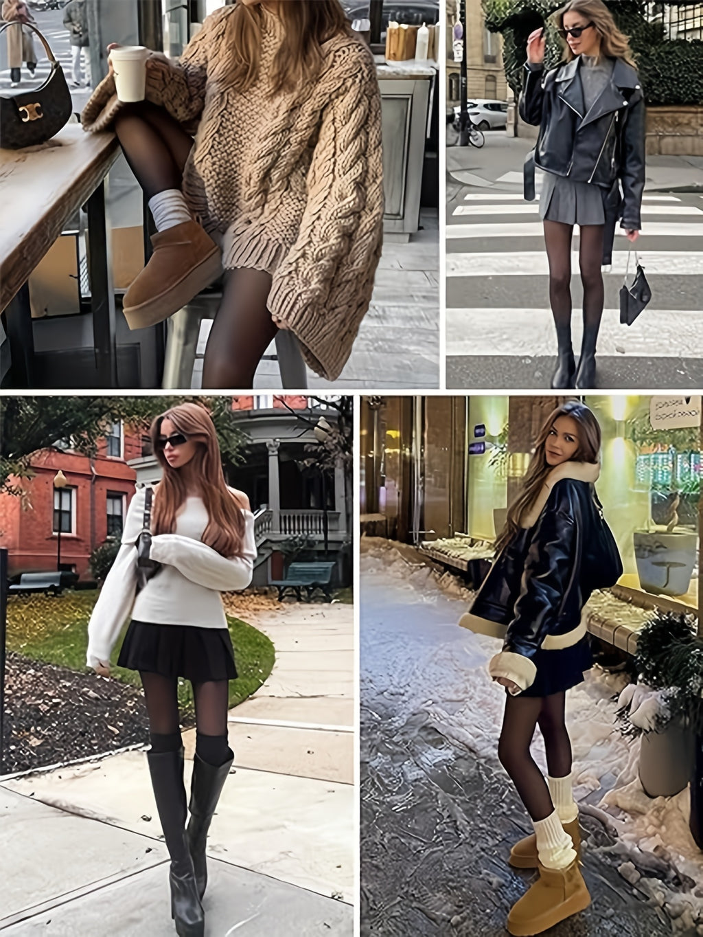 Fake Semi-Transparent Warm Pantyhose - Thick Transparent Tights with High-Elasticity Full Coverage Leggings, Solid Color for boots, Short Skirts & Dresses - Machine Washable Winter Wear (Not see-through)
