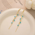 Gold Chain Drop Earrings | 18K Gold-Plated | Sky Blue Resin