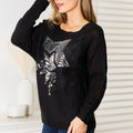 Sequin Graphic Dolman Sleeve Knit Top