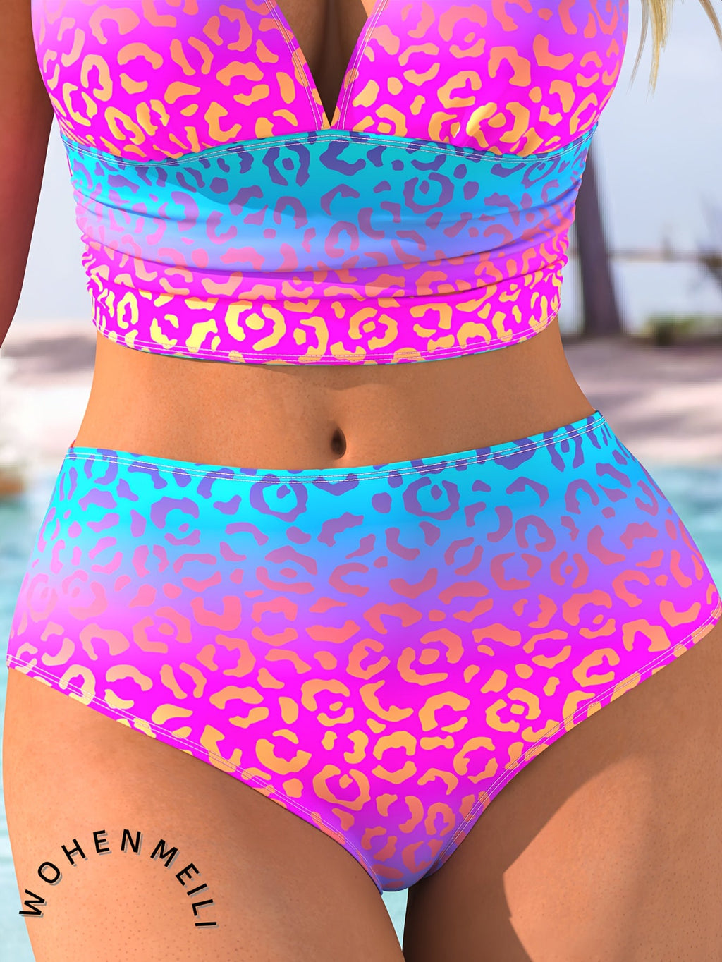Two-Piece Holiday Beach Print Bikini, European and American Hot Swimwear