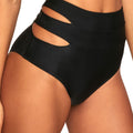 Adore Me Womens Demi Swimwear High Waist Bikini Bottom - Black, Medium