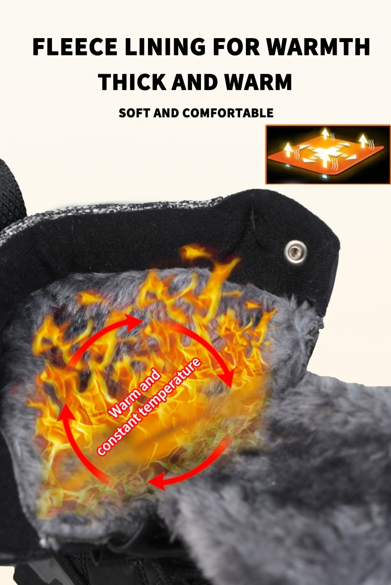 HDOXSE Women's Winter Snow Boots with Thickened Warm Sole & High Quality TPR Outsole - Non-Slip Round Toe Cold-Resistant Boots, Medium Tube for Ice & Snow, Heavy-Duty for all-Day Warmth (for dresses/Skirts)