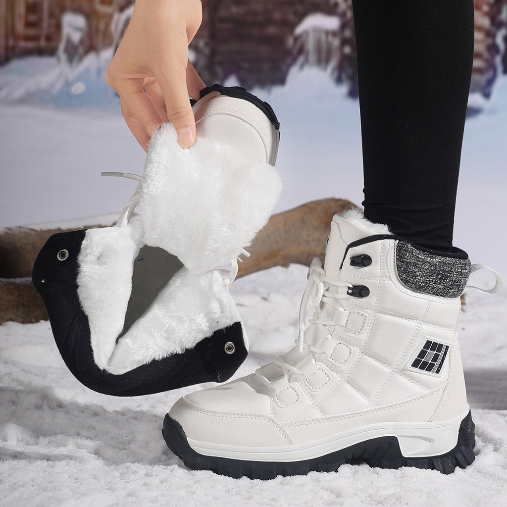 HDOXSE Women's Winter Snow Boots with Thickened Warm Sole & High Quality TPR Outsole - Non-Slip Round Toe Cold-Resistant Boots, Medium Tube for Ice & Snow, Heavy-Duty for all-Day Warmth (for dresses/Skirts)