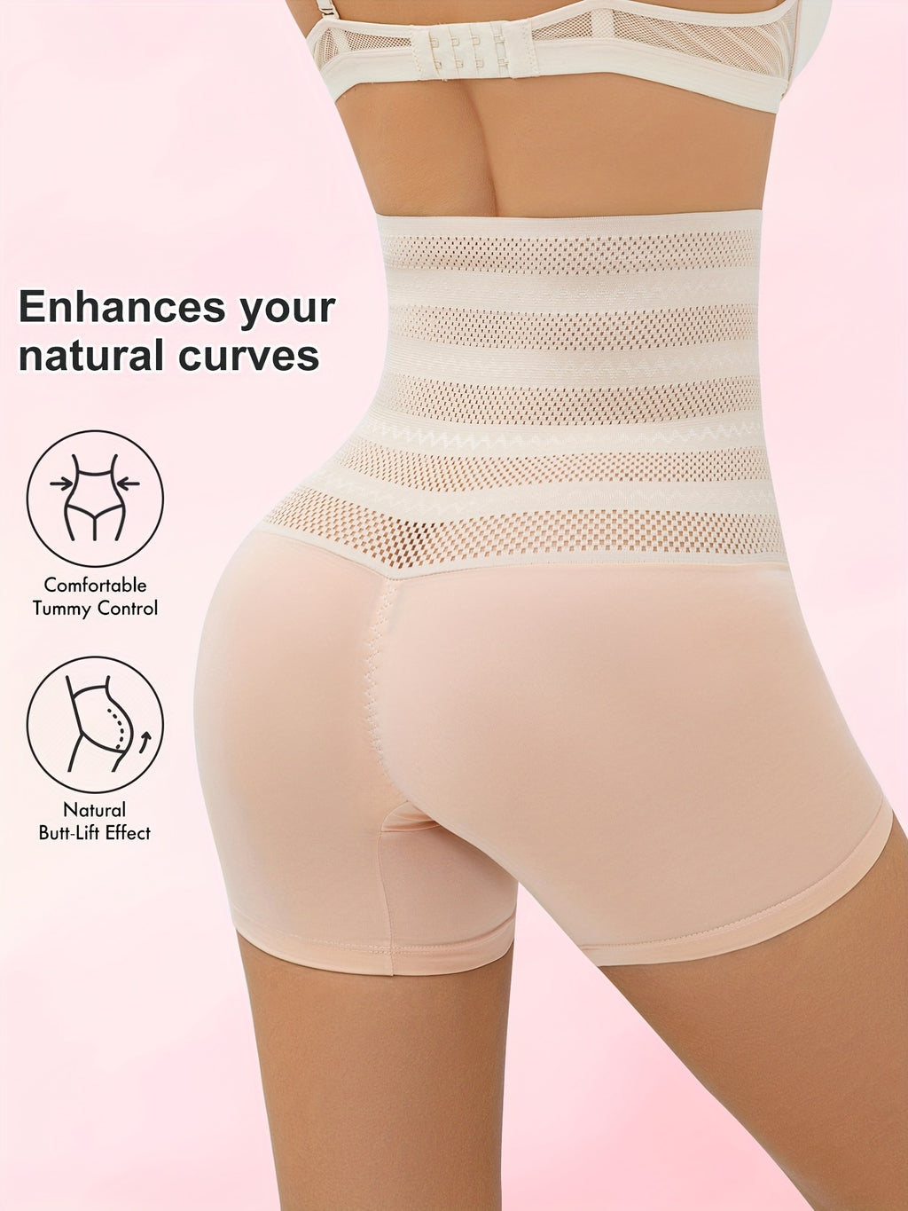 Women's High-Waisted Tummy Control Butt Lift Shaping Shorts - Adjustable Front Zipper/Button Closure, Butt Enhancing Slim-Fit Underwear with Compression Fit, Lift & Posture (Black) - Hand Washable for Jeans & Dresses