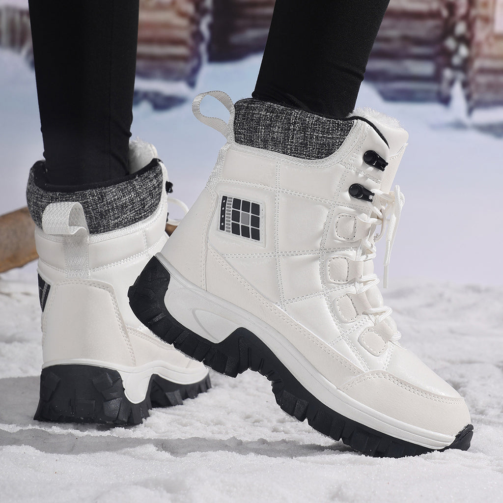 HDOXSE Women's Winter Snow Boots with Thickened Warm Sole & High Quality TPR Outsole - Non-Slip Round Toe Cold-Resistant Boots, Medium Tube for Ice & Snow, Heavy-Duty for all-Day Warmth (for dresses/Skirts)