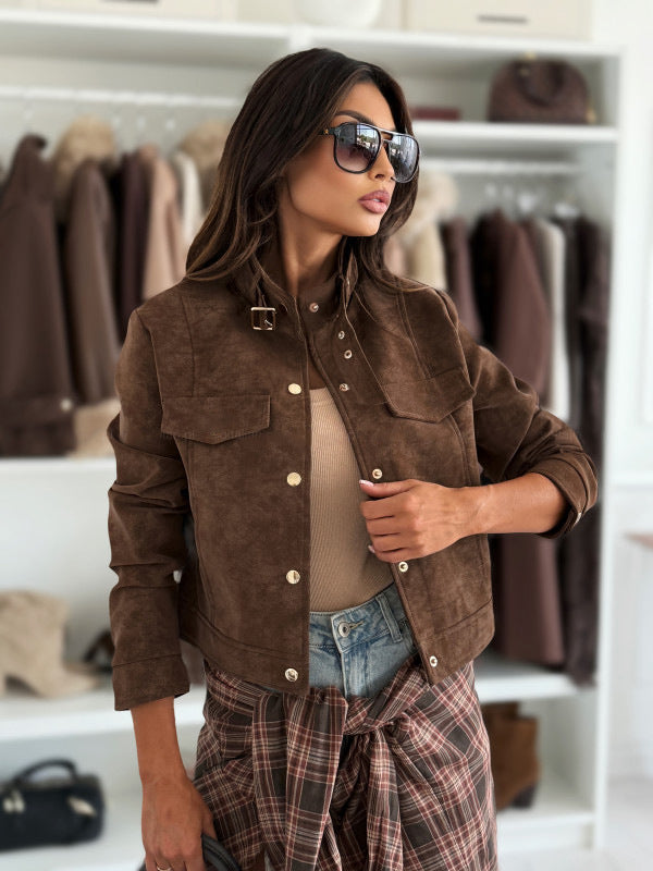 Women'S Winter Warm Deer Light Jacket - Short Coat with Full-Zip Closure, Solid Brown/Black/Beige/Gray/Blue/Red/White/ - Elegant Casual Outerwear for Everyday & Formal Events - Durable Cold-Weather Outer Layer - Versatile Out