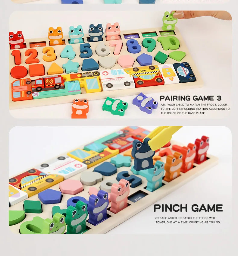 Toddler Montessori Toys Shape & Number Matching,Fishing Game,Animal PuzzleTo Exercise Fine Motor Skills For Boys and Girlsl