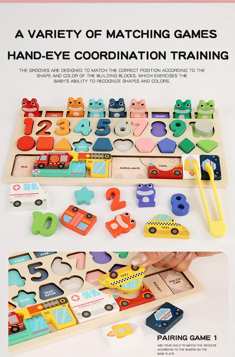 Toddler Montessori Toys Shape & Number Matching,Fishing Game,Animal PuzzleTo Exercise Fine Motor Skills For Boys and Girlsl