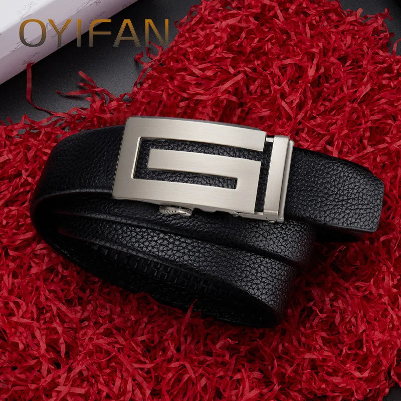Men's Leather Belt Fashion Automatic Buckle Belt for Popular Business High Quality Male Belt