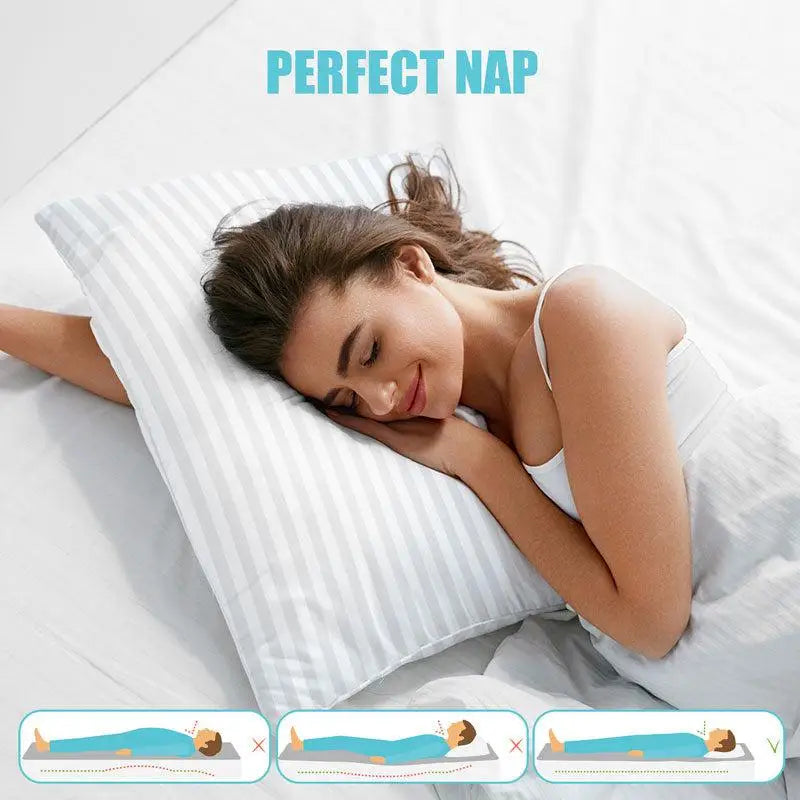 Hotel Stripe Pillows Set of 2 – Down Alternative Bed Pillows for Sleeping – Soft & Supportive Hotel Quality