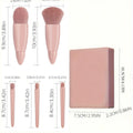 Set of Portable Makeup Brush Pink, Portable Makeup Tool Set, Easy To Clean, Suitable for Travel and Outings