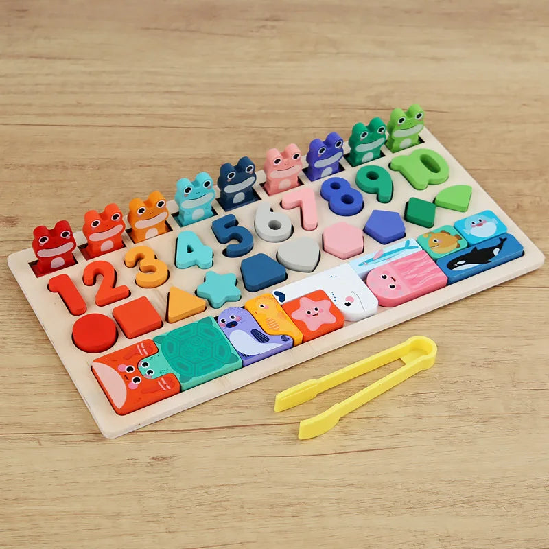 Toddler Montessori Toys Shape & Number Matching,Fishing Game,Animal PuzzleTo Exercise Fine Motor Skills For Boys and Girlsl