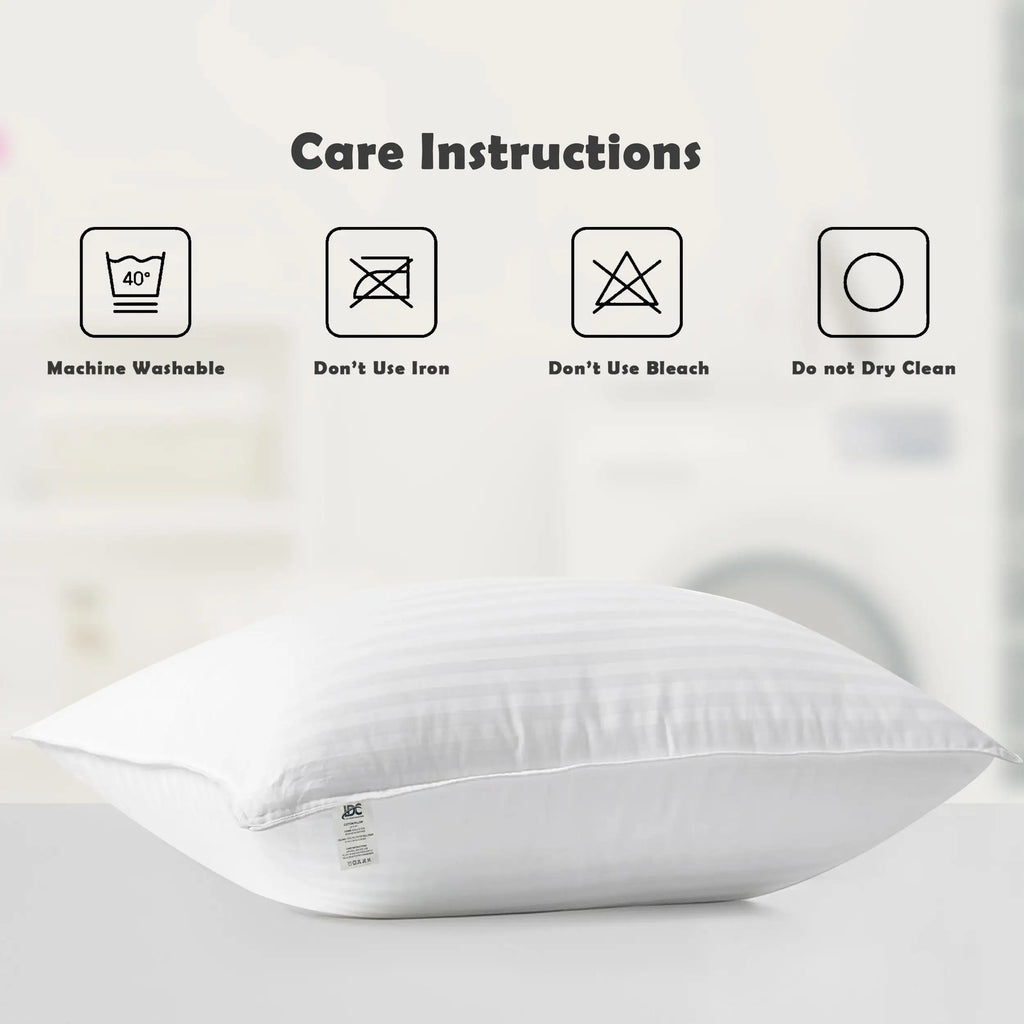 Hotel Stripe Pillows Set of 2 – Down Alternative Bed Pillows for Sleeping – Soft & Supportive Hotel Quality
