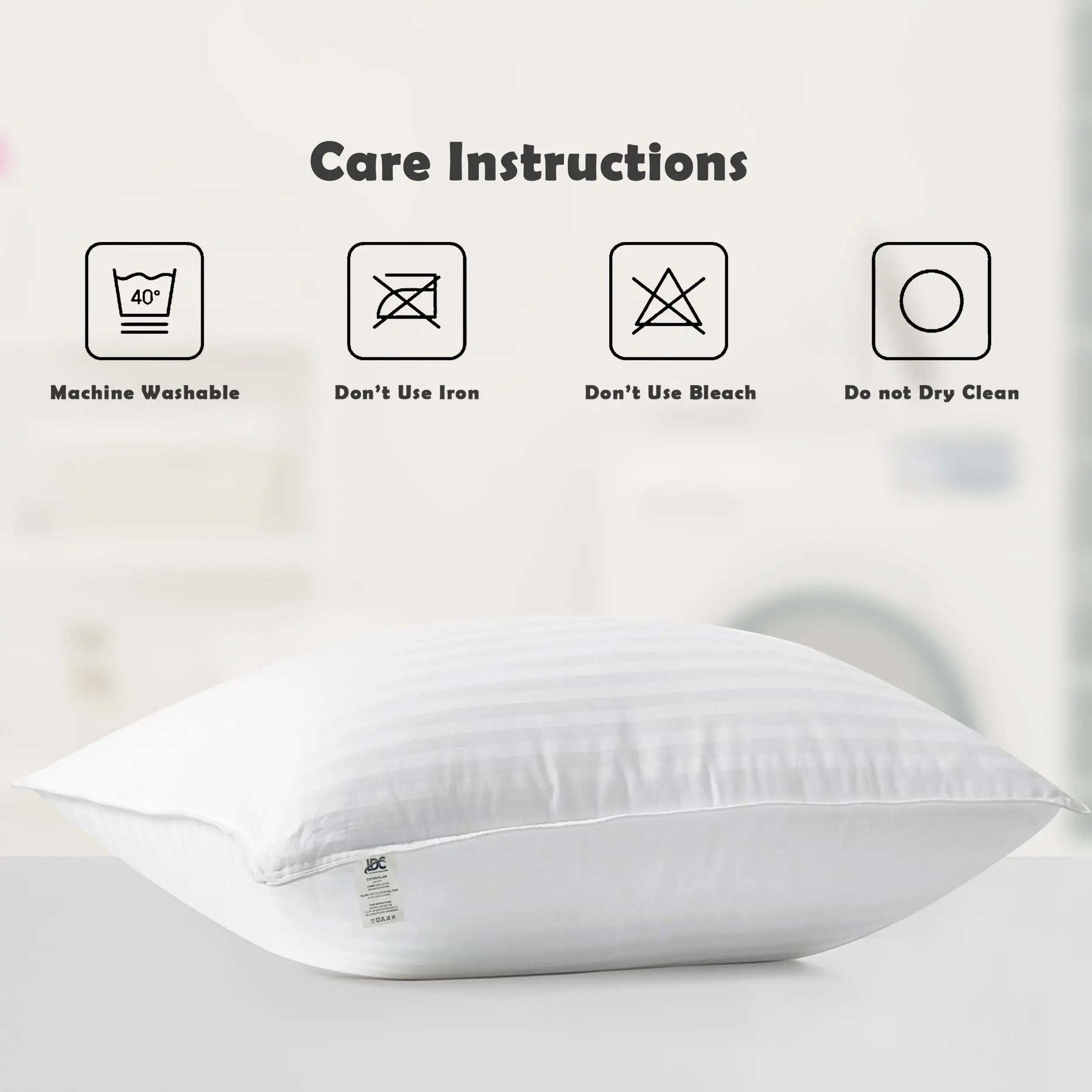 Hotel Stripe Pillows Set of 2 – Down Alternative Bed Pillows for Sleeping – Soft & Supportive Hotel Quality