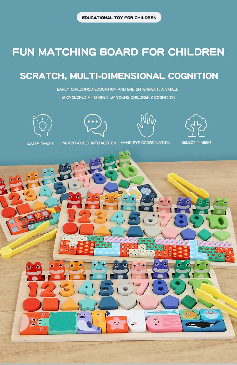 Toddler Montessori Toys Shape & Number Matching,Fishing Game,Animal PuzzleTo Exercise Fine Motor Skills For Boys and Girlsl