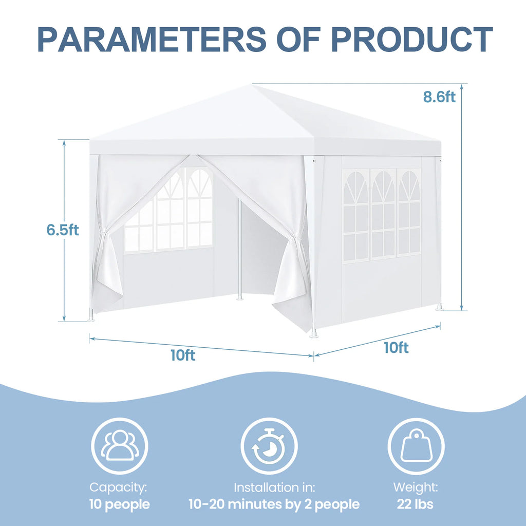 10x10/10x20/10x30 Party Tent Outdoor Canopy Tent with Removable Sidewalls, Waterproof Party Tents for Parties,Wedding Events,BBQ