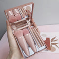 Set of Portable Makeup Brush Pink, Portable Makeup Tool Set, Easy To Clean, Suitable for Travel and Outings
