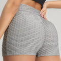Gray High Waist Butt Lift Sport Gym Workout Training Running Shorts