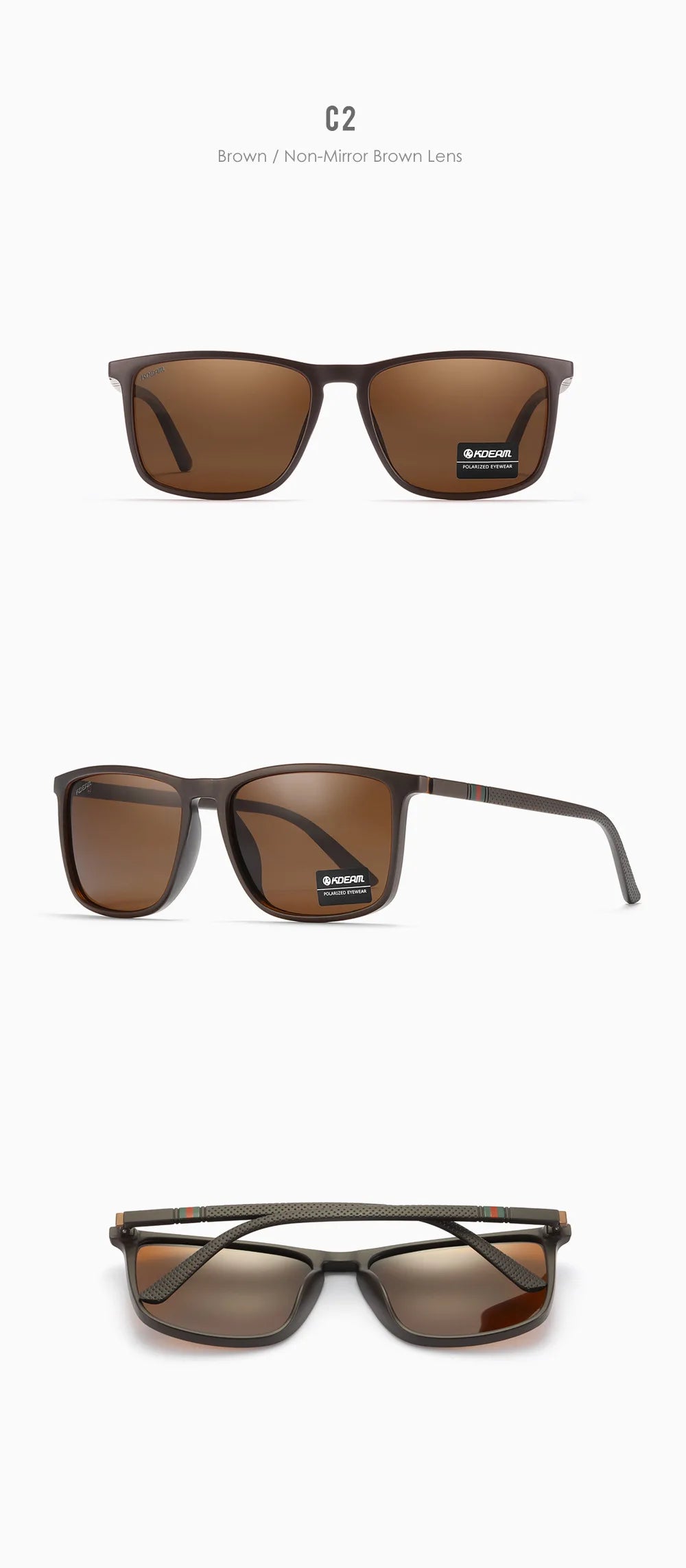 KDEAM Square Sunglasses for Men Polarized Retro Classic Stylish Shades Ultra Light Weight Driving Glasses With Free Zip Case