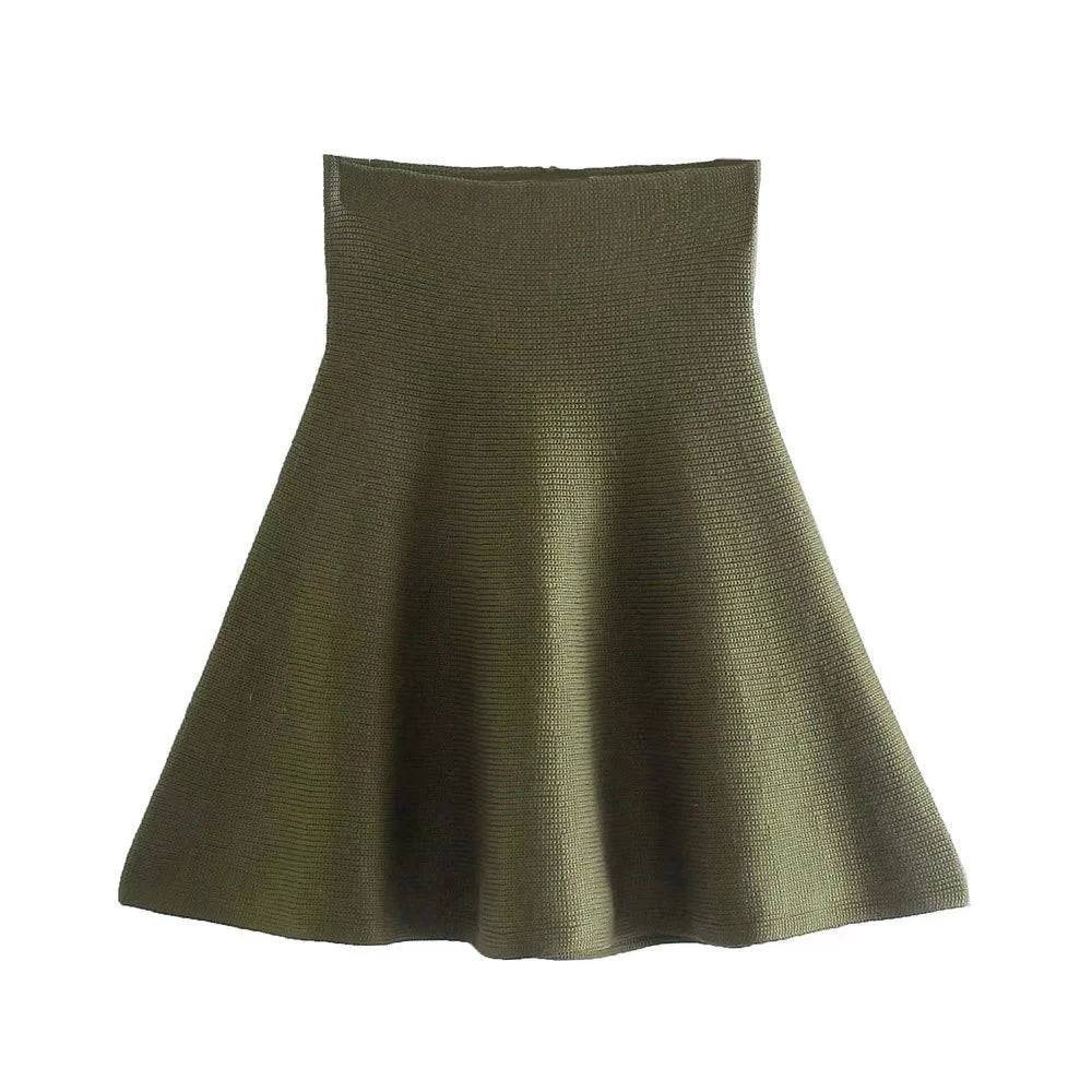 Knitted Skirt Suits For Women Two Piece Set Women Skirt Zipper Solid Color Tops High-Waisted Mini Skirt 2021 Women Knitted Suit