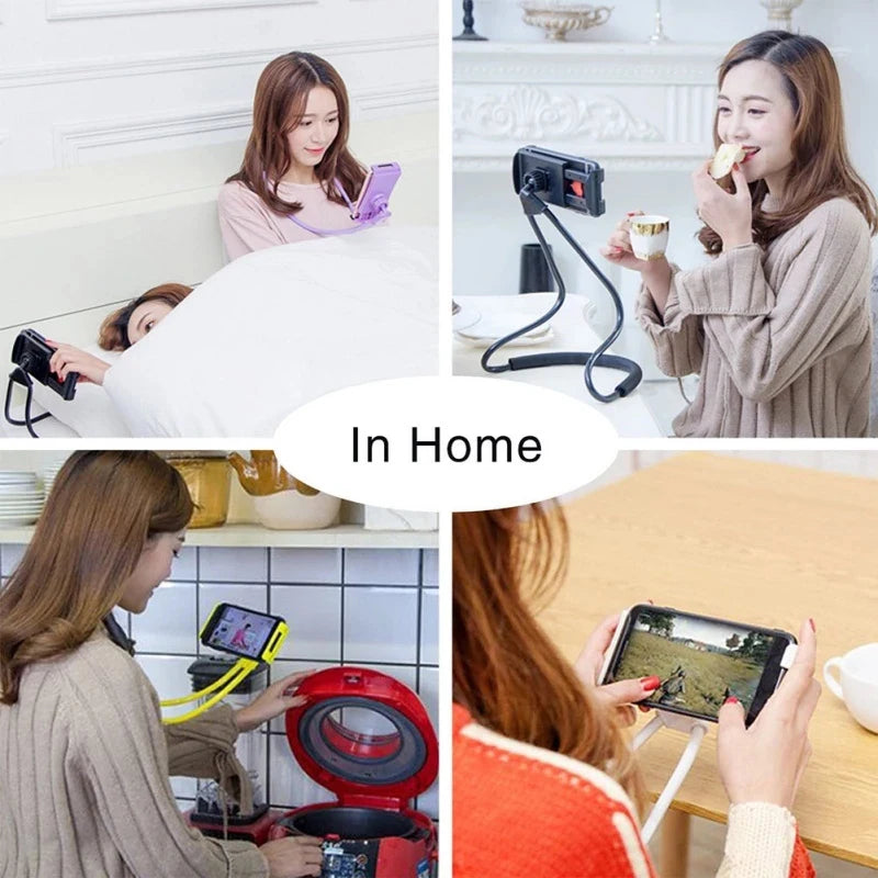 360 Degree Phones Holder Stand Mobile Phone Holder Hanging Neck Lazy Cellphone Mount Accessories Adjustable for iPhone 12 Xiaomi