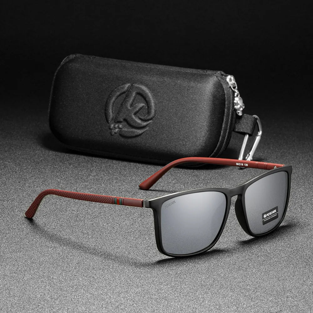 KDEAM Square Sunglasses for Men Polarized Retro Classic Stylish Shades Ultra Light Weight Driving Glasses With Free Zip Case