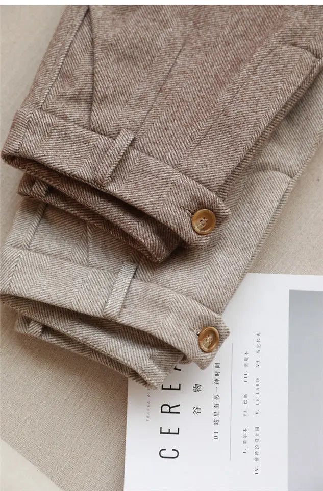 Woolen Pants Women's Harem Pencil Pants High Waisted Casual Suit Pants Office Lady Women Trousers
